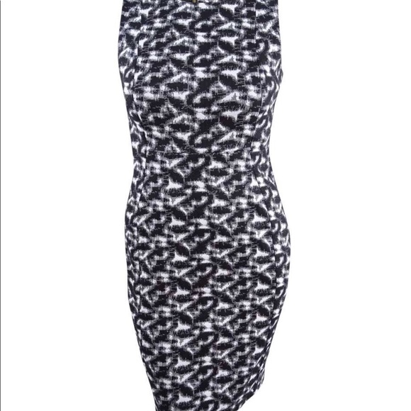 CALVIN KLEIN 14 Women's Abstract Sheath Dress Stretch Exposed Gold Zipper EUC - Picture 5 of 8